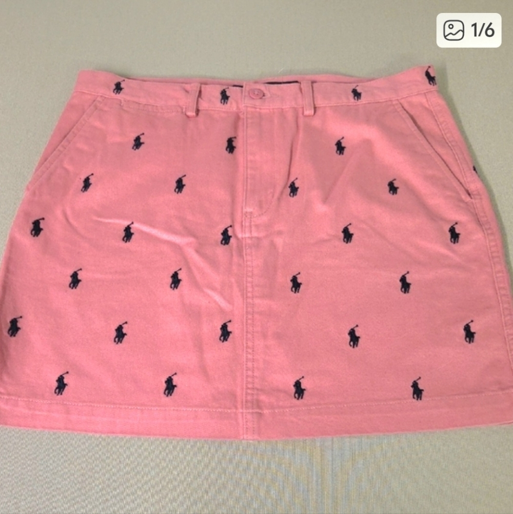 Polo by Ralph Lauren Pink Embroidered Skirt Pink Size 6 Cotton
